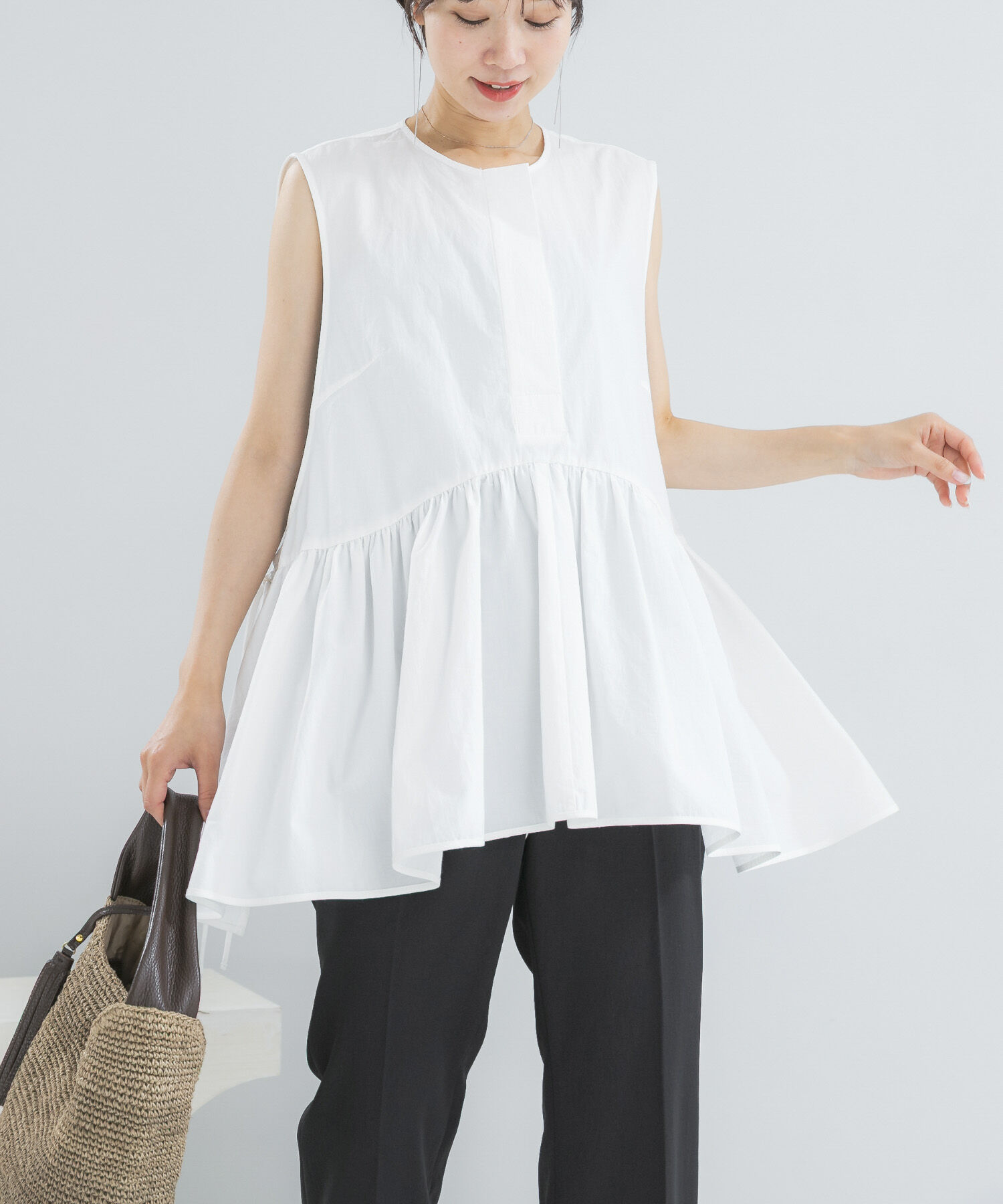 URBAN RESEARCH ROSSO「PROTAGONISTA　NO-SLEEVE GATHER BLOUSE」|シャツ・ブラウス|