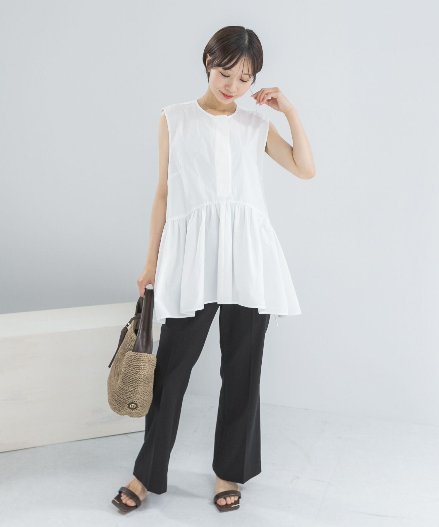 URBAN RESEARCH ROSSO「PROTAGONISTA　NO-SLEEVE GATHER BLOUSE」|シャツ・ブラウス|