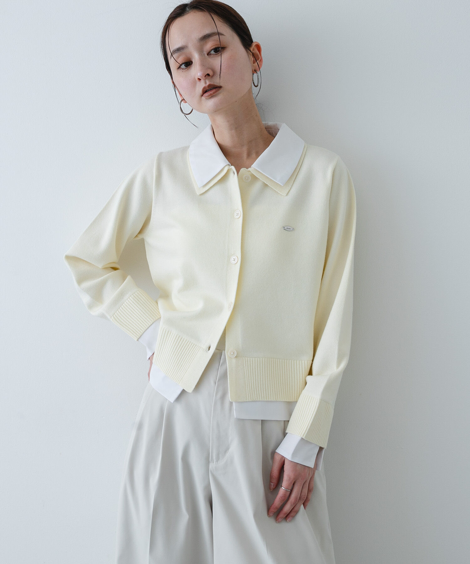 SENSE OF PLACE by URBAN RESEARCH「『洗濯可』プレートツキシャツドッキングニットカーディガン」|ニット・セーター|