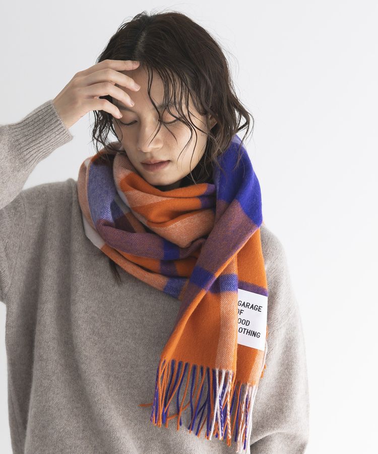 GARAGE OF GOOD CLOTHING「ラムズウールチェックストール」|ストール|Orange