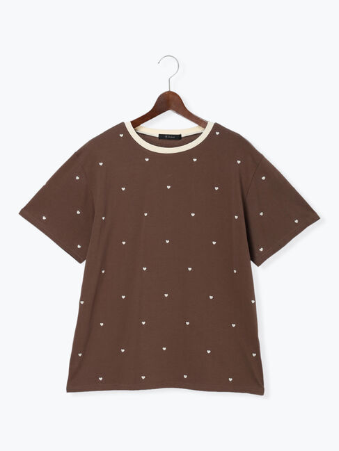 Te chichi「【接触冷感】ハート刺繍Tシャツ」|Tシャツ・カットソー|ブラウン