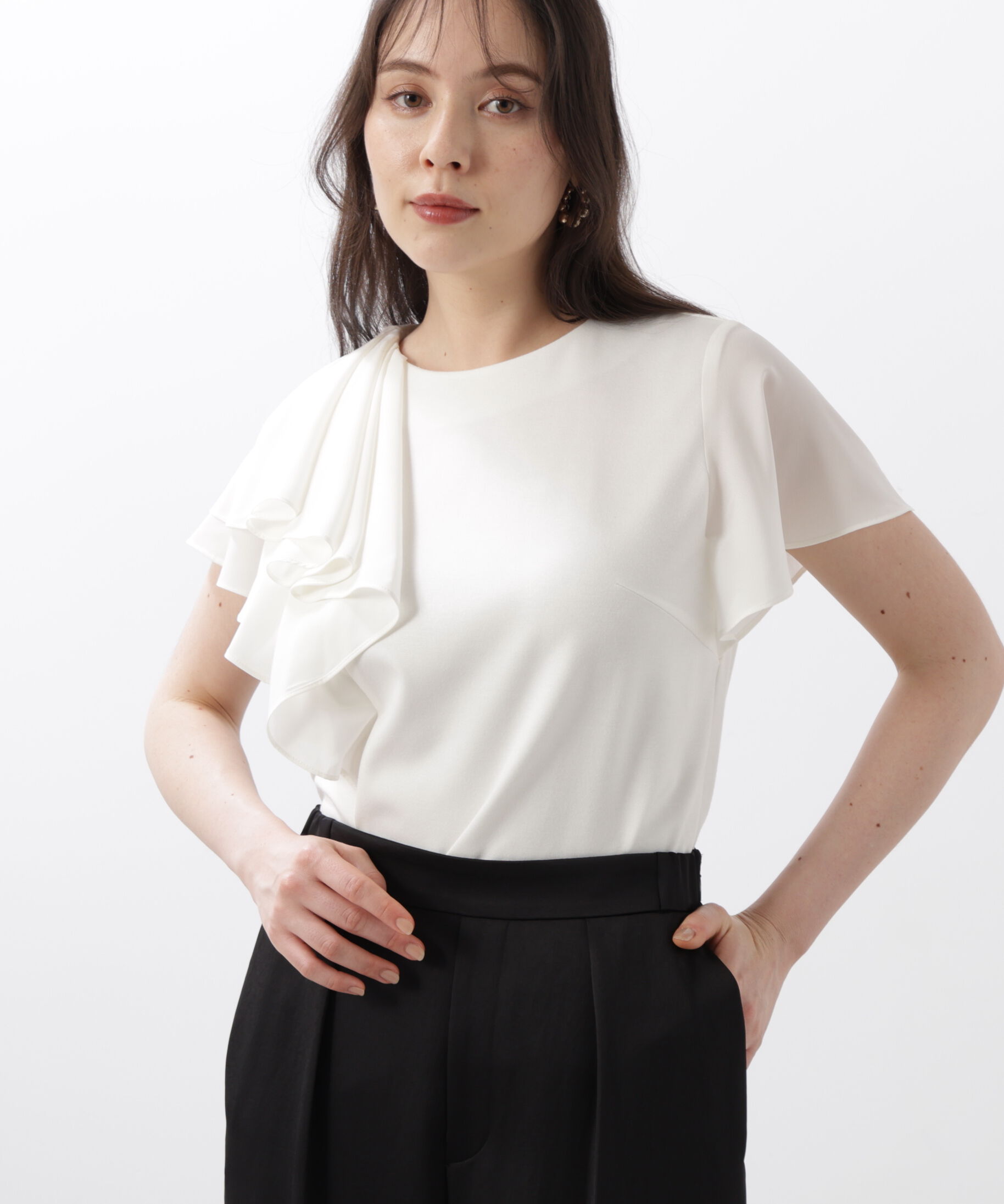  「◆ラッフルコンビカットソープルオーバー」|Tシャツ・カットソー|