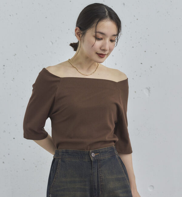 Doux archives「オフショル５分袖カットソー」|Tシャツ・カットソー|BROWN