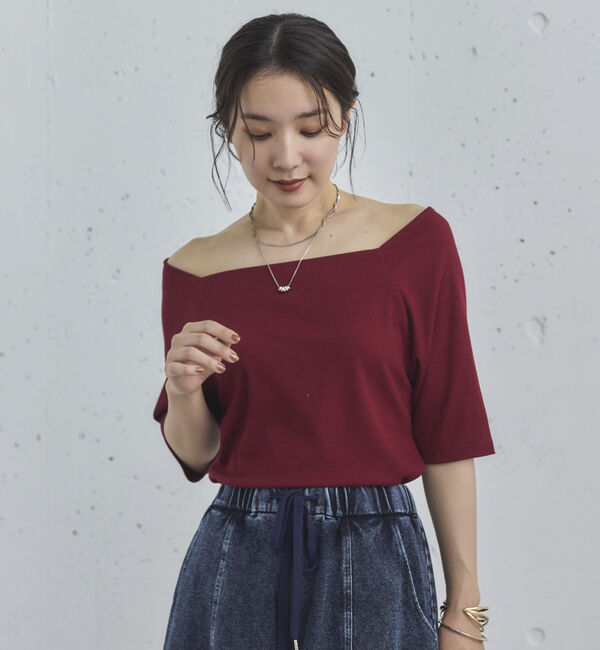 Doux archives「オフショル５分袖カットソー」|Tシャツ・カットソー|WINE