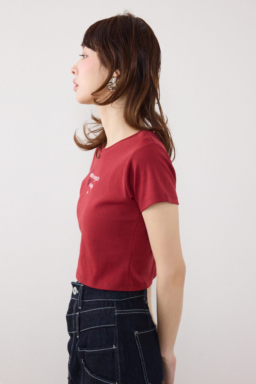 rienda「ラインストーンコンパクトロゴTシャツ」|Tシャツ・カットソー|