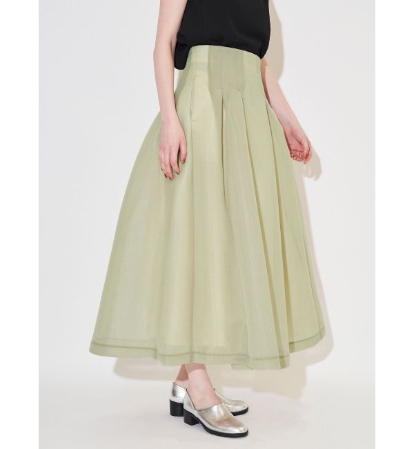 ELENDEEK「MESH BONDING FLARED SK」|スカート|カーキ