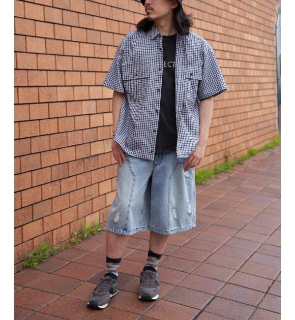 VENCE share style「PLESシアサッカーチェックSSシャツ」|シャツ・ブラウス|