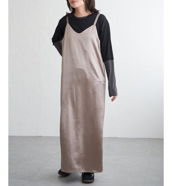 VENCE share style「サテンキャミワンピース」|ワンピース|グレージュ
