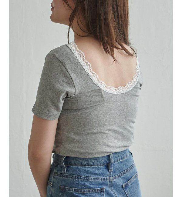 VENCE share style「襟レースバックオープンプルオーバー」|その他|グレー
