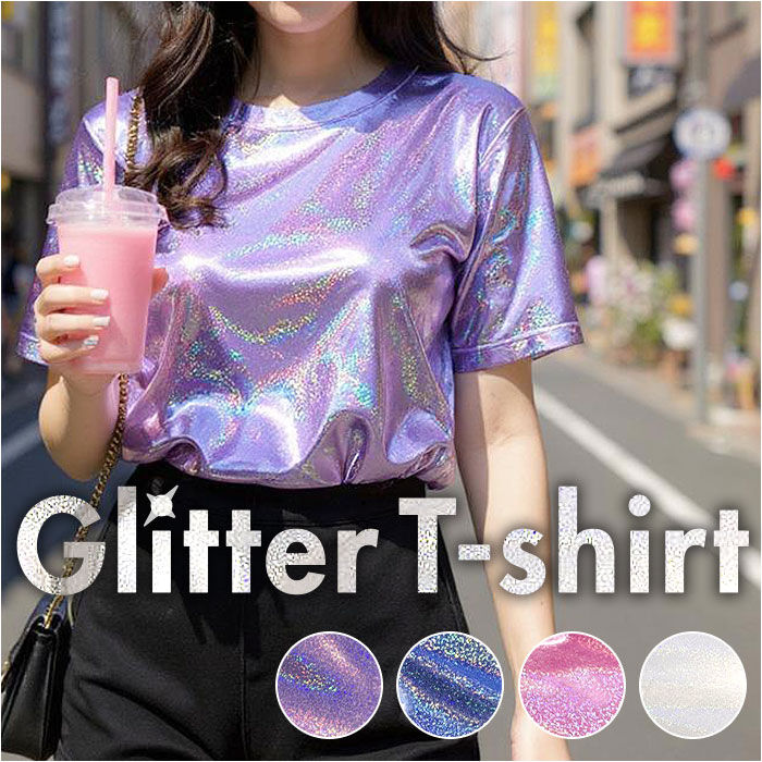 BACKYARD FAMILY「ラメTシャツ 半袖 ダンス衣装 通販 ラメtシャツ tシャツ Tシャツ レディースTシャツ」|Tシャツ・カットソー|