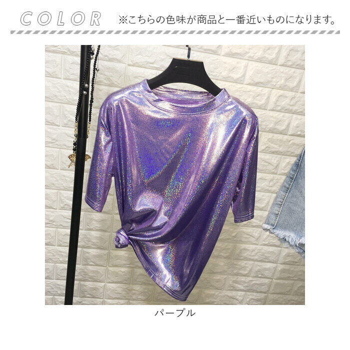 BACKYARD FAMILY「ラメTシャツ 半袖 ダンス衣装 通販 ラメtシャツ tシャツ Tシャツ レディースTシャツ」|Tシャツ・カットソー|