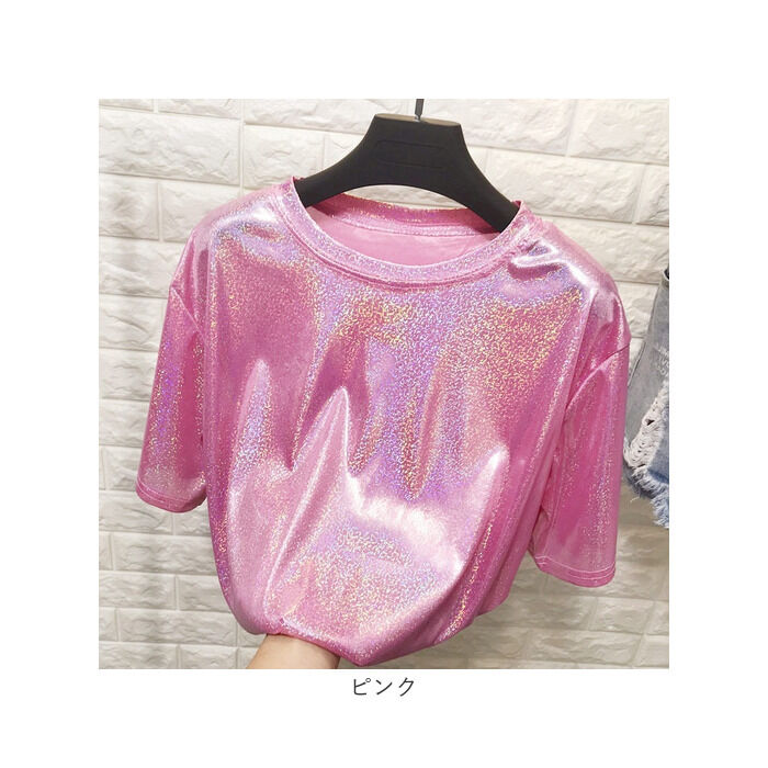 BACKYARD FAMILY「ラメTシャツ 半袖 ダンス衣装 通販 ラメtシャツ tシャツ Tシャツ レディースTシャツ」|Tシャツ・カットソー|