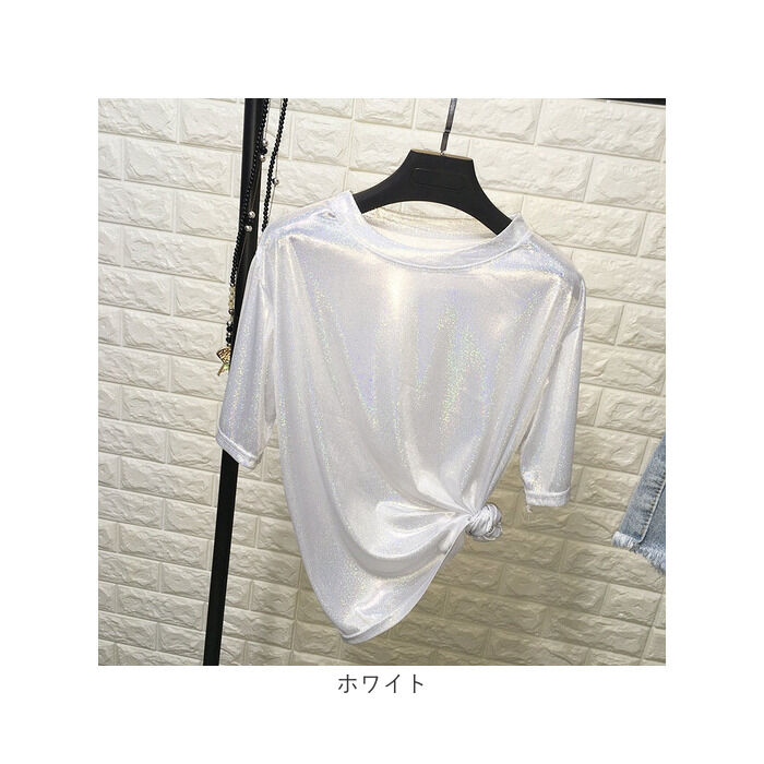 BACKYARD FAMILY「ラメTシャツ 半袖 ダンス衣装 通販 ラメtシャツ tシャツ Tシャツ レディースTシャツ」|Tシャツ・カットソー|