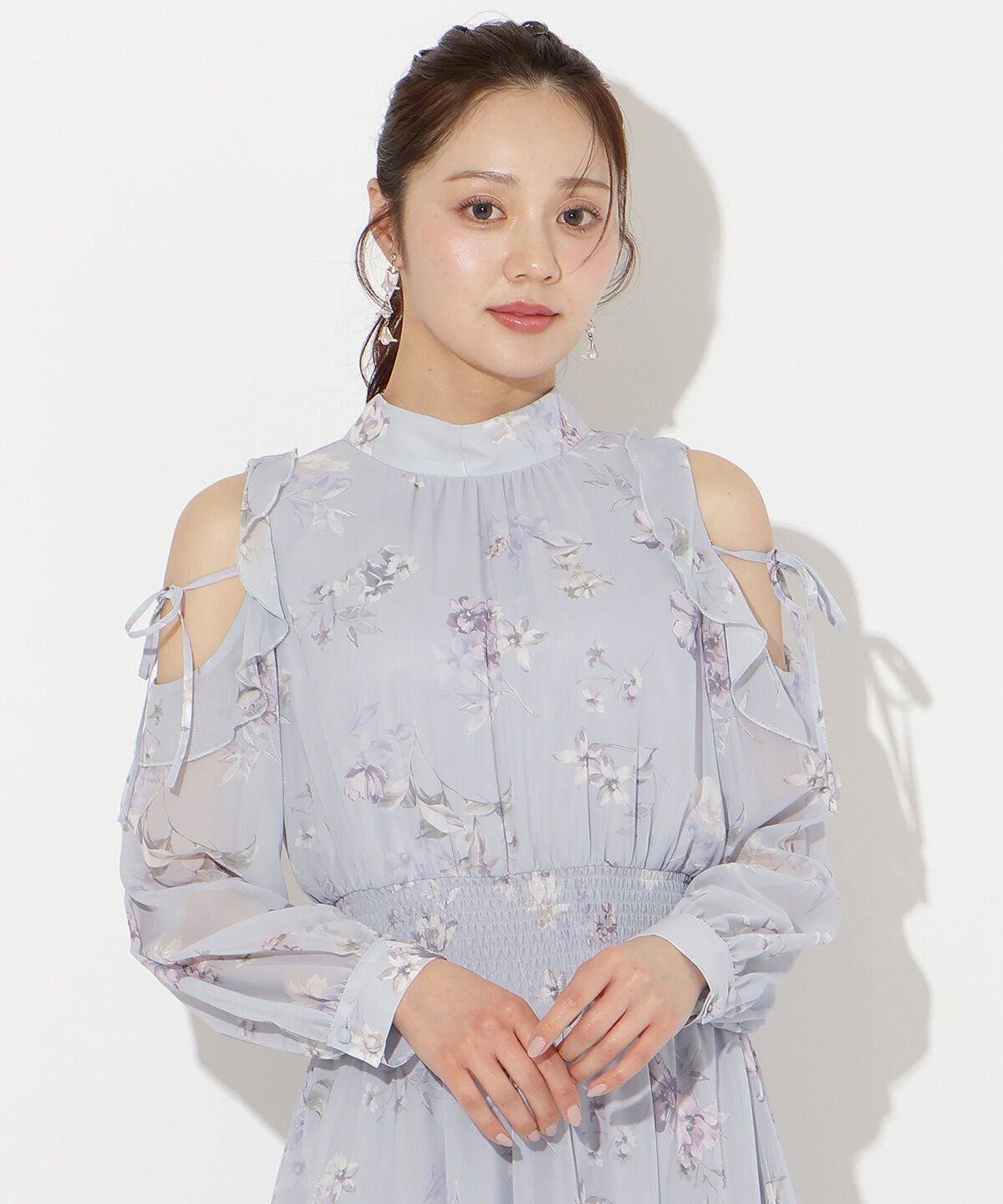WILLSELECTION「フラワープリントフリルスリーブワンピース」|ワンピース|