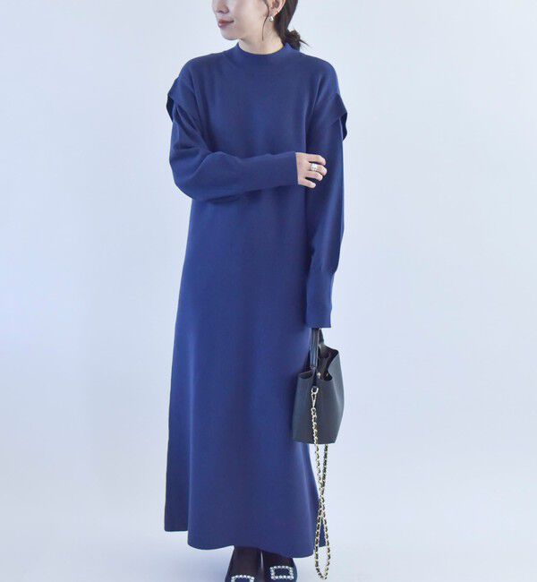 quaranciel「quaranciel:〈手洗い可能〉フェイクレイヤード ニット  ロング ワンピース」|ワンピース|