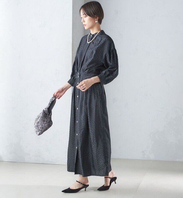 SHIPS for women「〈結婚式・パーティ〉【SHIPS別注】APUPIL:〈手洗い可能〉ジャカード 7分袖 ワンピース」|ワンピース|