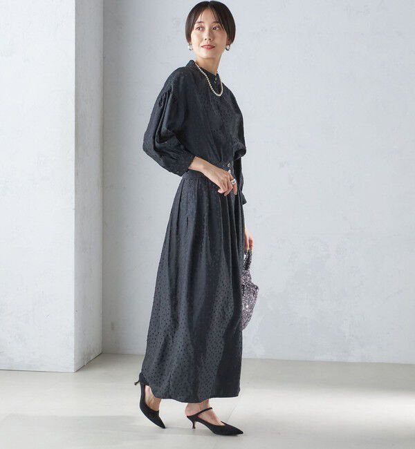SHIPS for women「〈結婚式・パーティ〉【SHIPS別注】APUPIL:〈手洗い可能〉ジャカード 7分袖 ワンピース」|ワンピース|