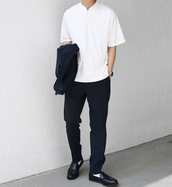 SHIPS any「SHIPS any:〈接触冷感・遮熱・UVカット機能等〉サマーファンクション 鹿の子 ヘンリーネック Tシャツ◆」|Tシャツ・カットソー|