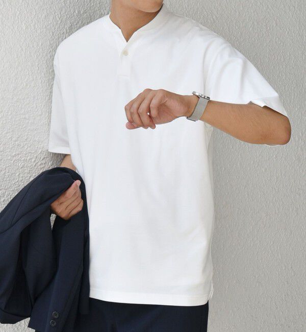 SHIPS any「SHIPS any:〈接触冷感・遮熱・UVカット機能等〉サマーファンクション 鹿の子 ヘンリーネック Tシャツ◆」|Tシャツ・カットソー|
