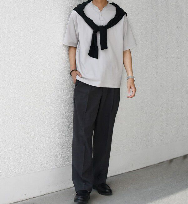 SHIPS any「SHIPS any:〈接触冷感・遮熱・UVカット機能等〉サマーファンクション 鹿の子 ヘンリーネック Tシャツ◆」|Tシャツ・カットソー|