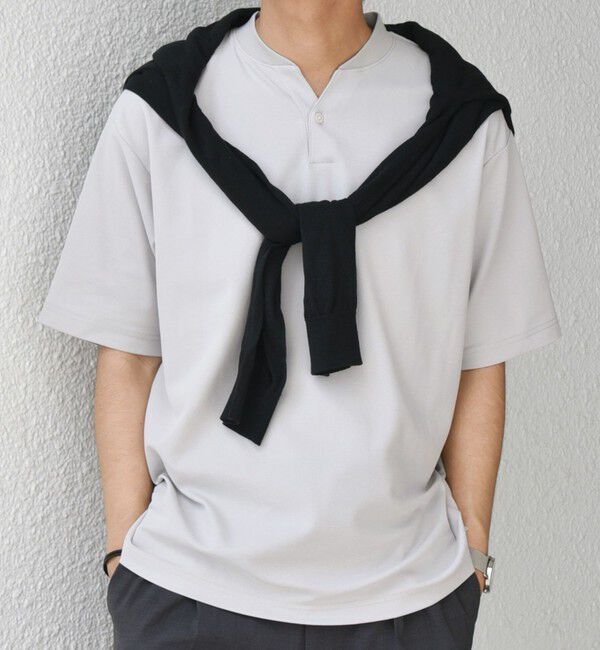SHIPS any「SHIPS any:〈接触冷感・遮熱・UVカット機能等〉サマーファンクション 鹿の子 ヘンリーネック Tシャツ◆」|Tシャツ・カットソー|