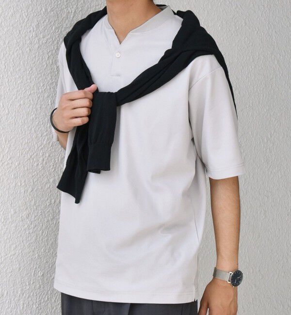 SHIPS any「SHIPS any:〈接触冷感・遮熱・UVカット機能等〉サマーファンクション 鹿の子 ヘンリーネック Tシャツ◆」|Tシャツ・カットソー|