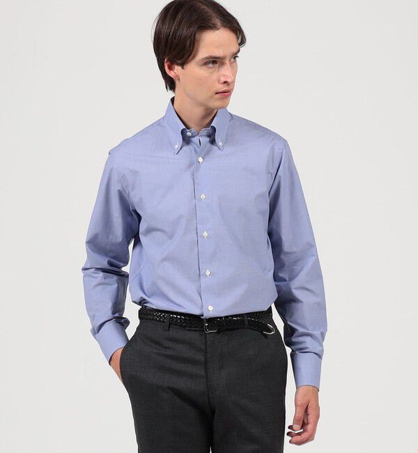 TOMORROWLAND MENS「120/2コットン ハウンドトゥース ボタンダウン ドレスシャツ」|シャツ・ブラウス|