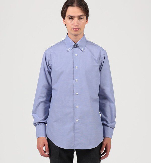 TOMORROWLAND MENS「120/2コットン ハウンドトゥース ボタンダウン ドレスシャツ」|シャツ・ブラウス|