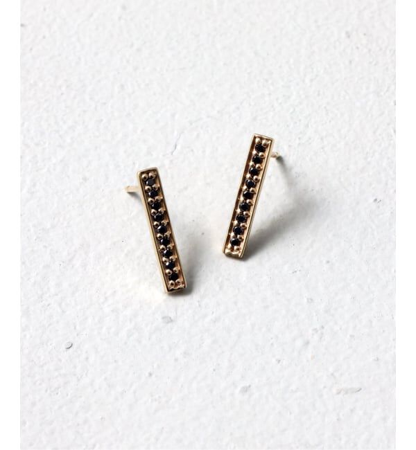 Lilas by Spick&Span「ボックスブラックダイヤ12mmバーピアス K10（両耳）」|ピアス|