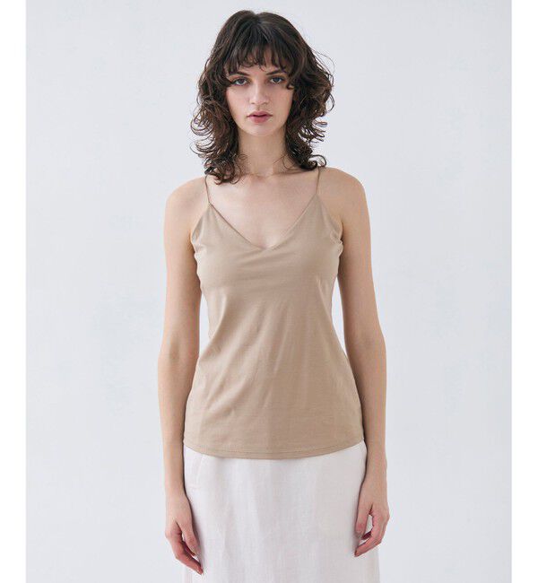 BEIGE,「【洗える・Precious 7月号掲載】ABELIA / コットンVラインカップ付きキャミソール」|Tシャツ・カットソー|Beige