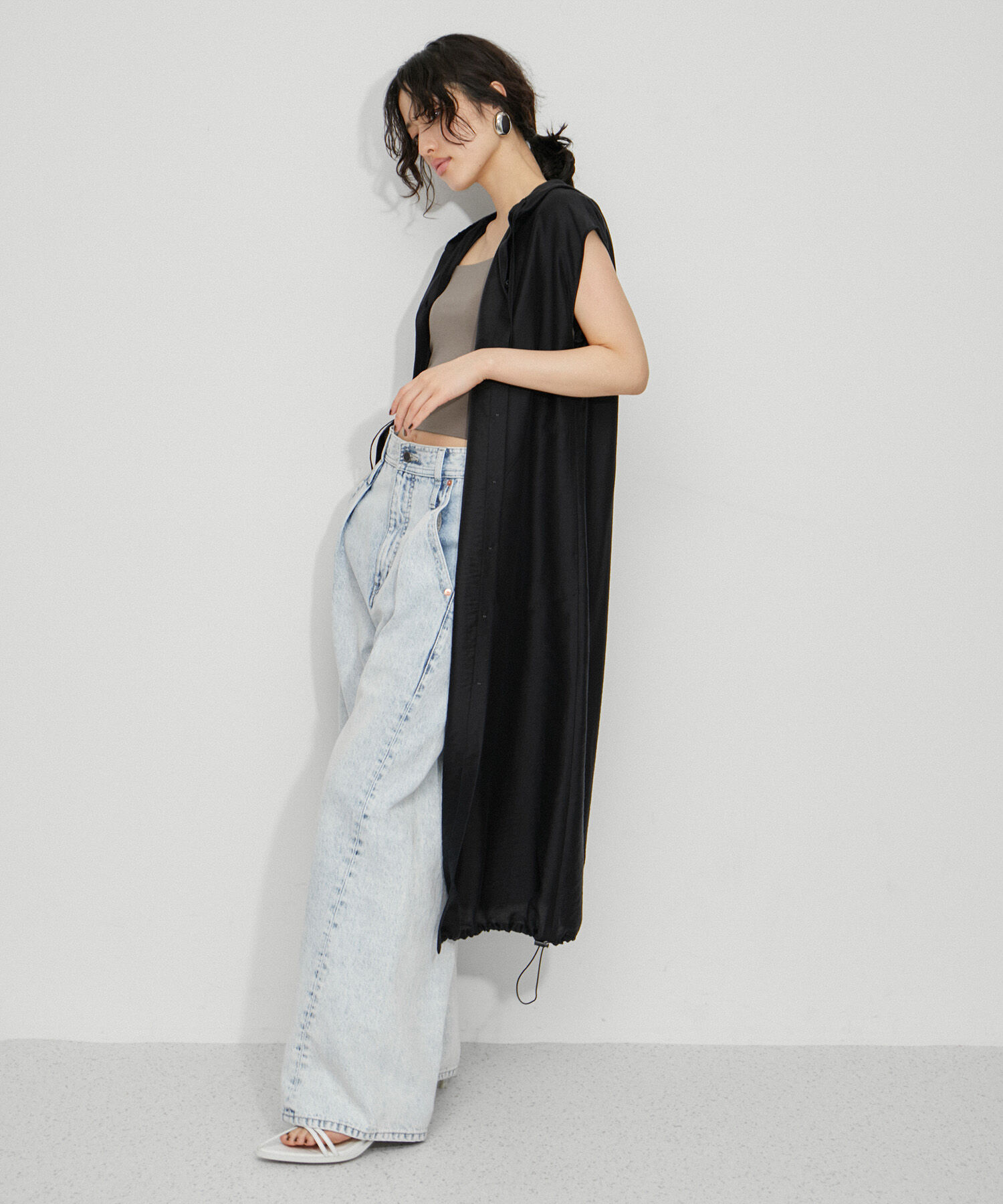 ADAM ET ROPE'「【サステナブル】フーディーシャツワンピース」|ワンピース|
