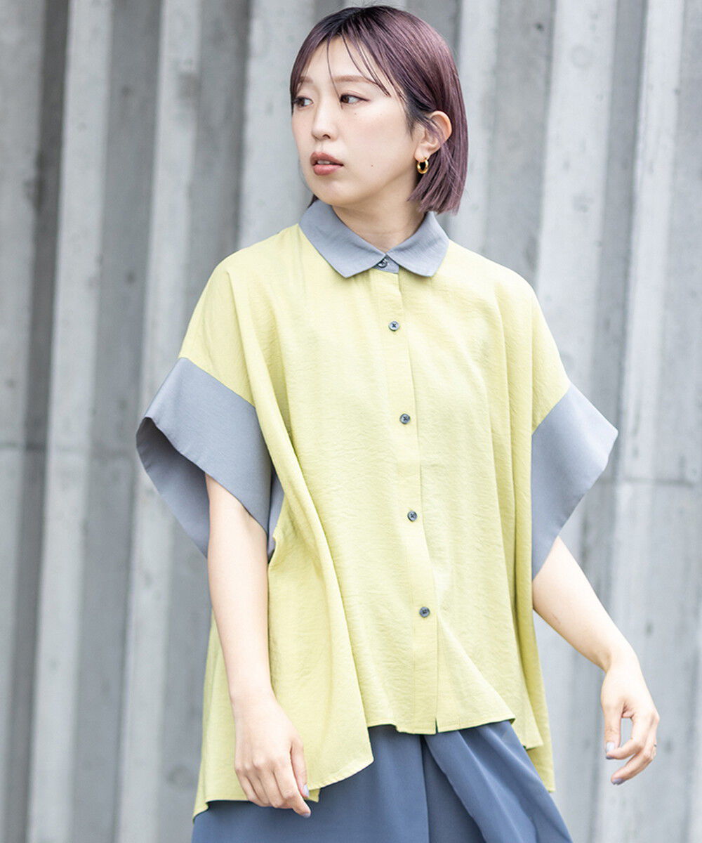  「バイカラーバックギャザーブラウス」|シャツ・ブラウス|YELLOW