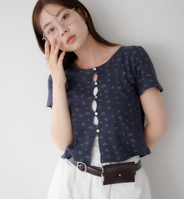  「【花柄&無地】ピコポコTEE」|Tシャツ・カットソー|ネイビー