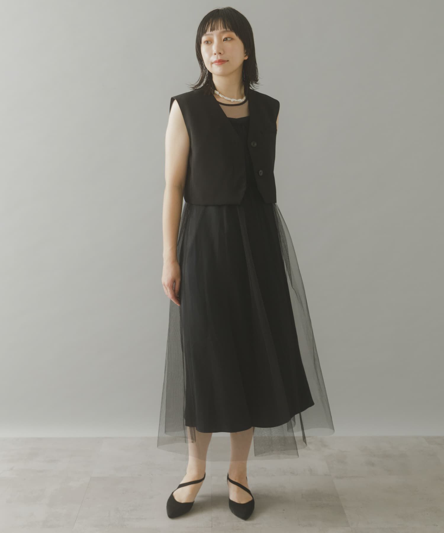 URBAN RESEARCH ROSSO「ベストセットチュールドレス」|ワンピース|