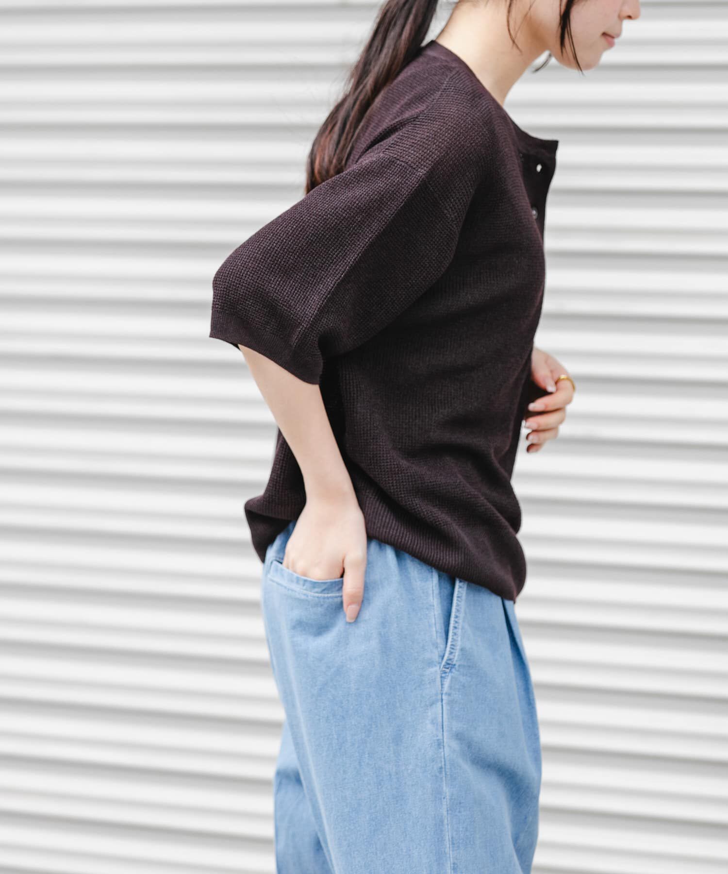 URBAN RESEARCH DOORS「FORK&SPOON　ペーパーニットヘンリーネックプルオーバー」|ニット・セーター|