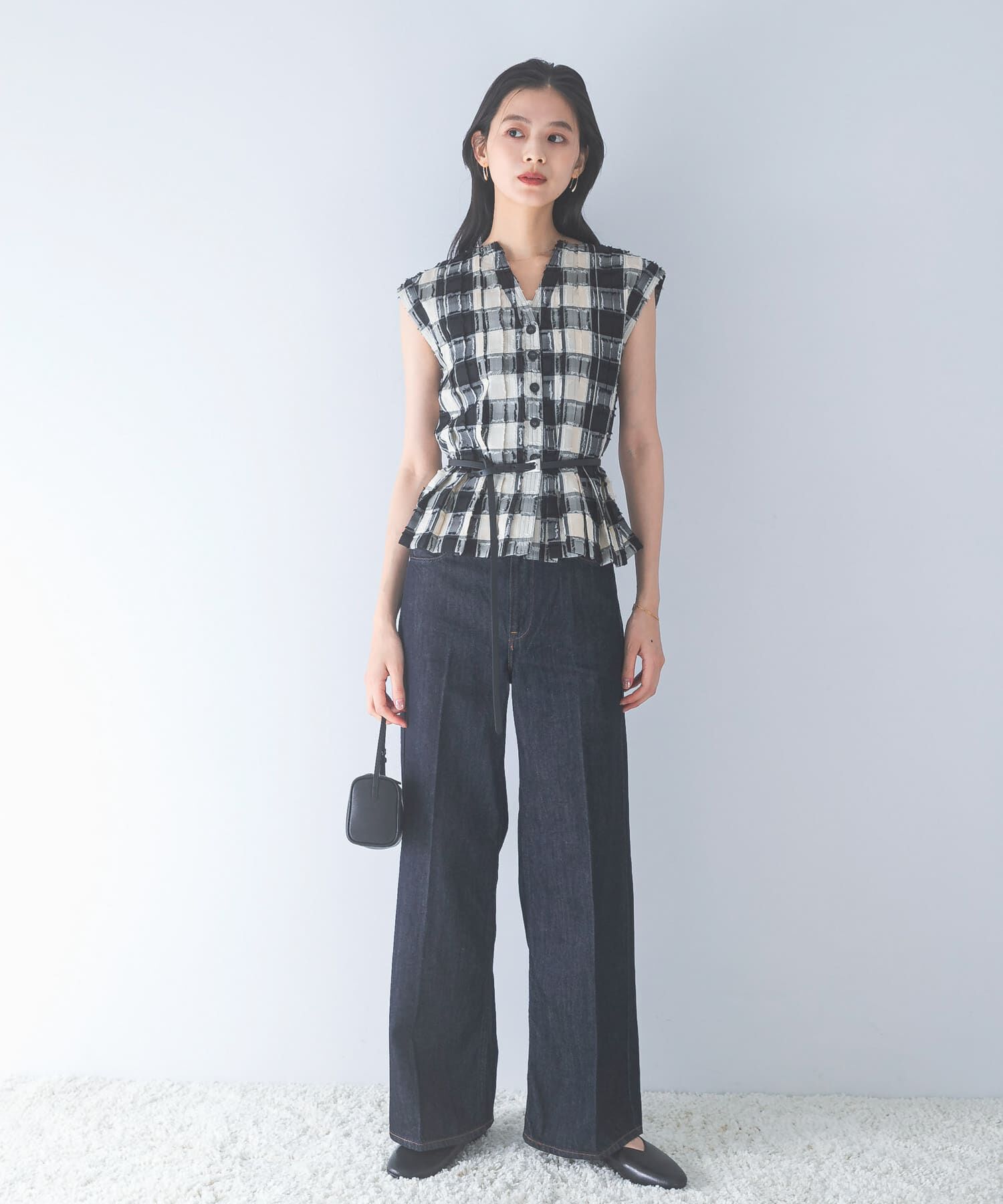 URBAN RESEARCH ROSSO「チェックジャガードタックデザインブラウス」|シャツ・ブラウス|