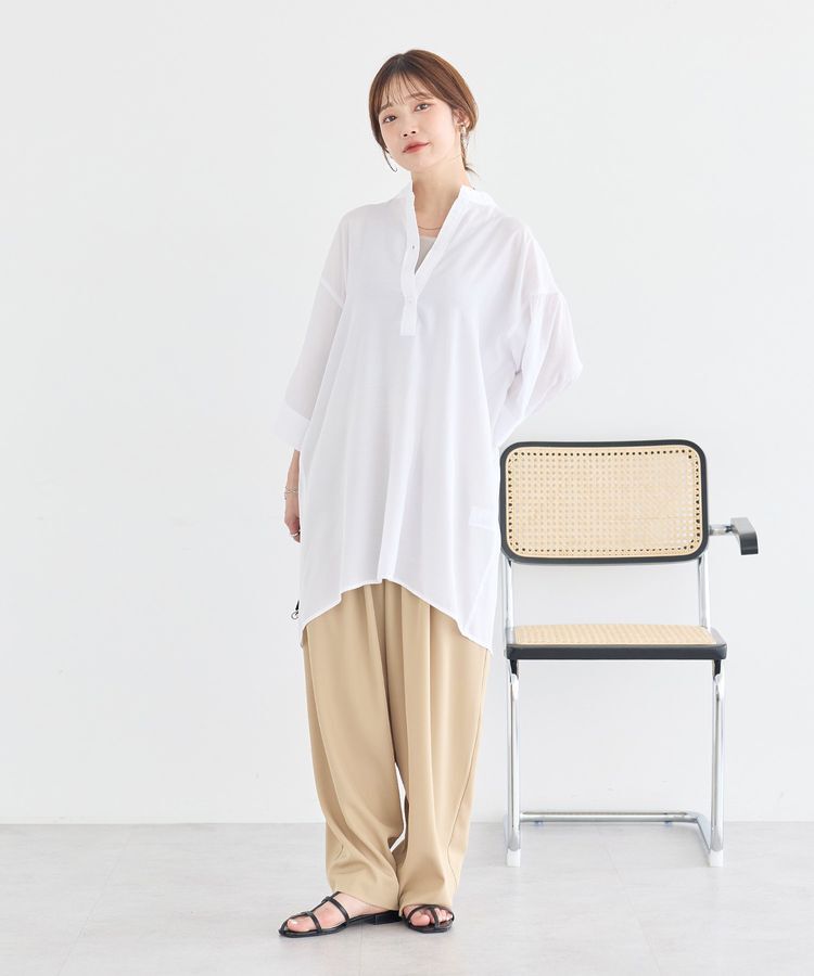 earth music&ecology「スタンドカラーオーバーチュニックシャツ」|シャツ・ブラウス|