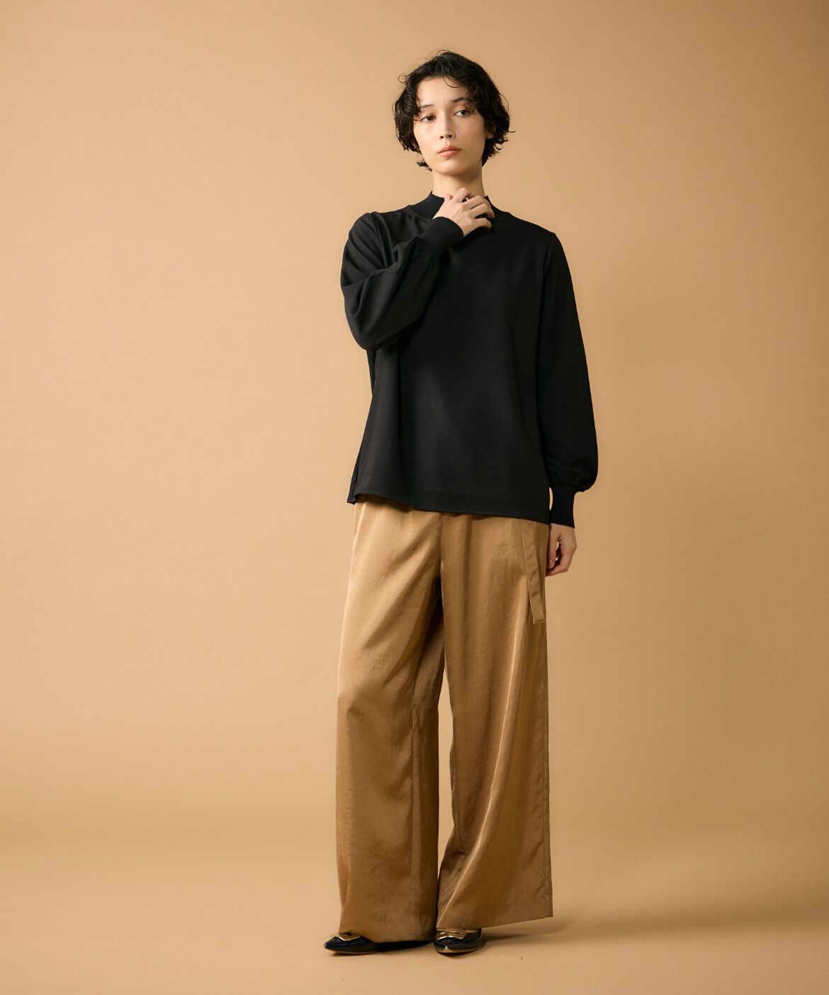 Le Souk「《大きいサイズ》リブボトルネックプルオーバー」|Tシャツ・カットソー|