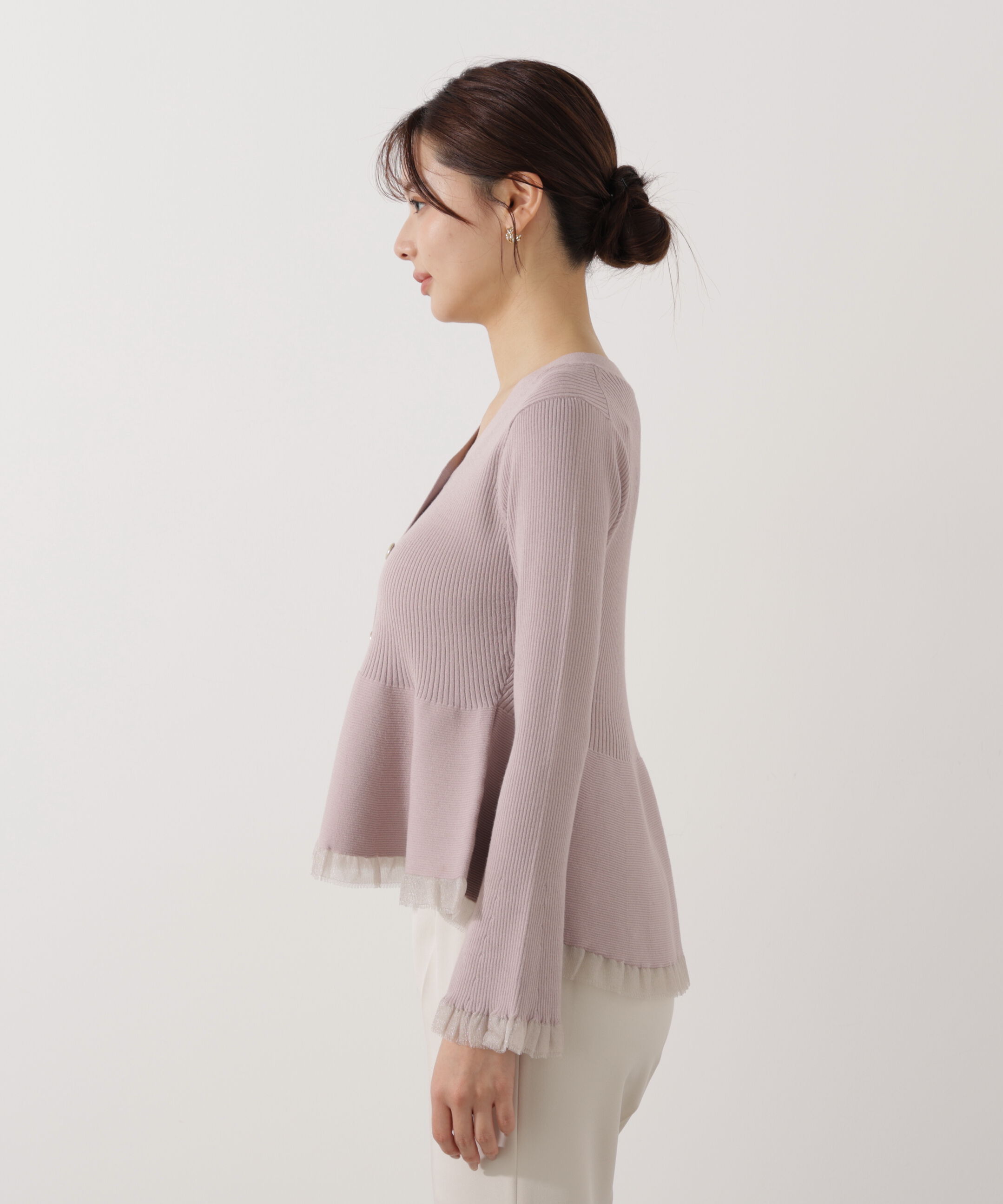PROPORTION BODY DRESSING「シアー切替ペプラムニット　26SS」|ニット・セーター|