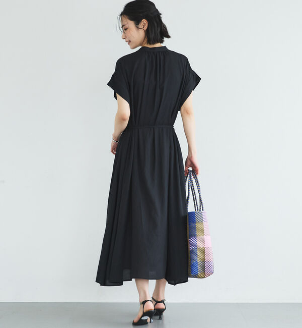 Doux archives「ウォッシャブルリネンライクバンドカラーシャツワンピーズ」|ワンピース|