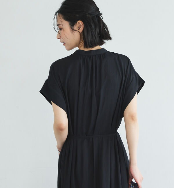 Doux archives「ウォッシャブルリネンライクバンドカラーシャツワンピーズ」|ワンピース|