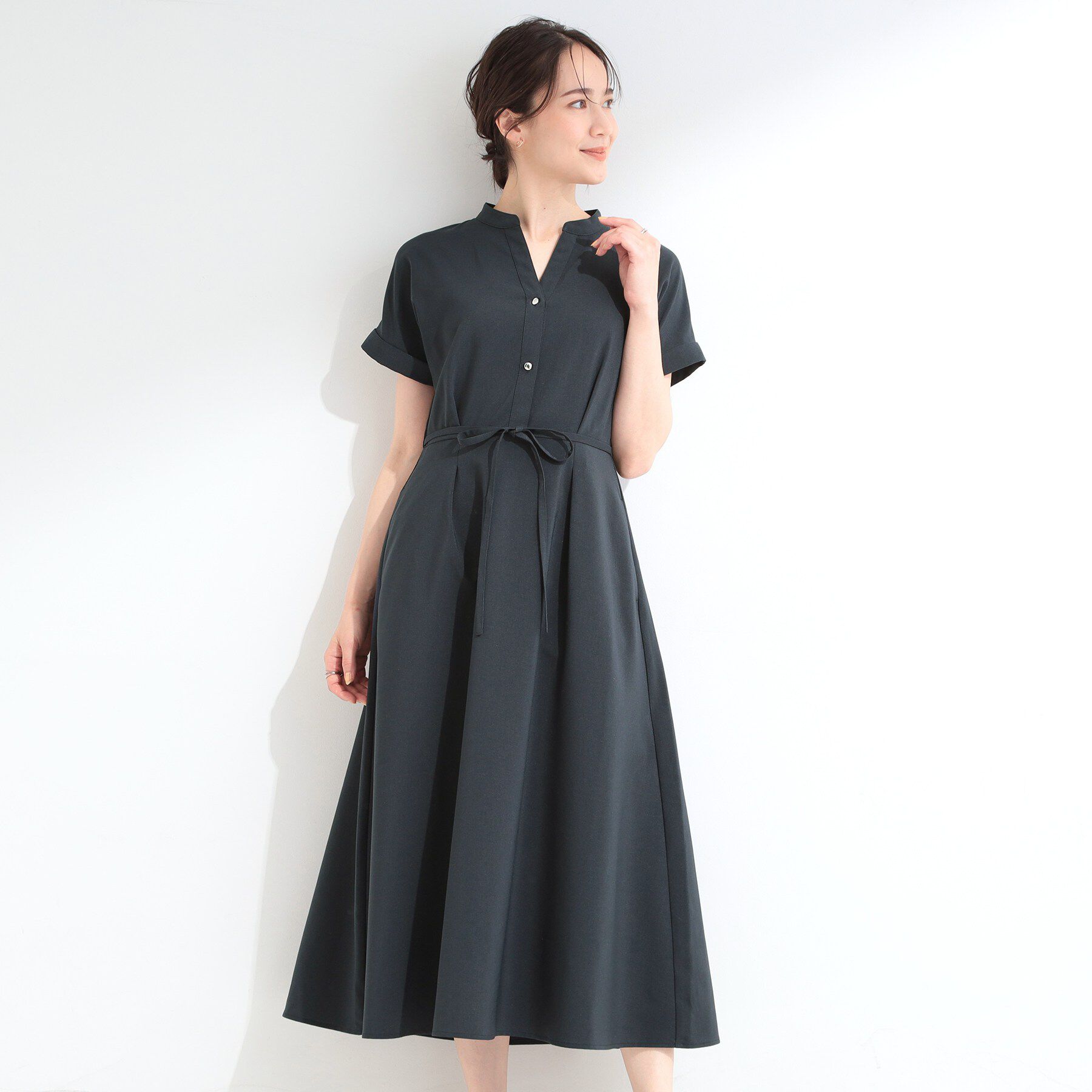 SHOO･LA･RUE「【洗濯機可／洗濯後しわになりにくい】ウエストタックフレンチワンピース」|ワンピース|