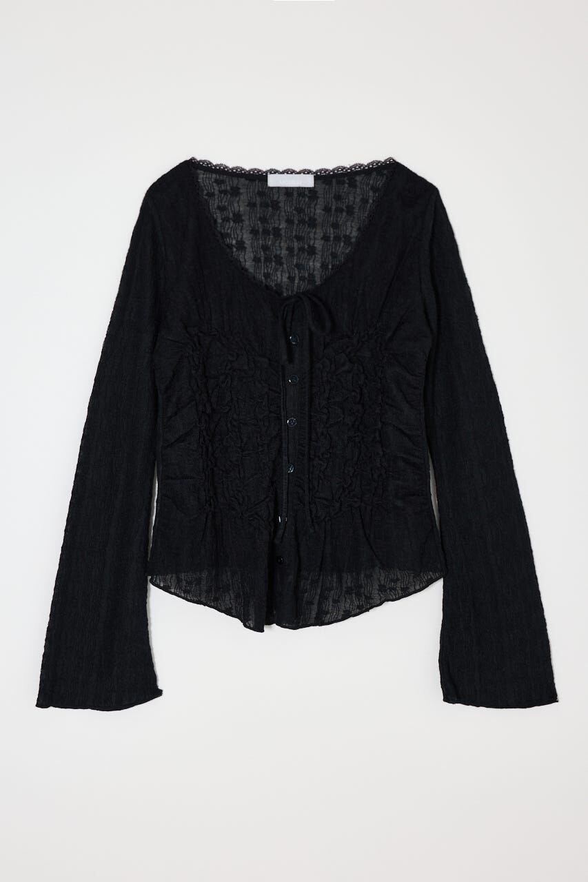 MOUSSY「SHIRRING LACE トップス」|Tシャツ・カットソー|BLK