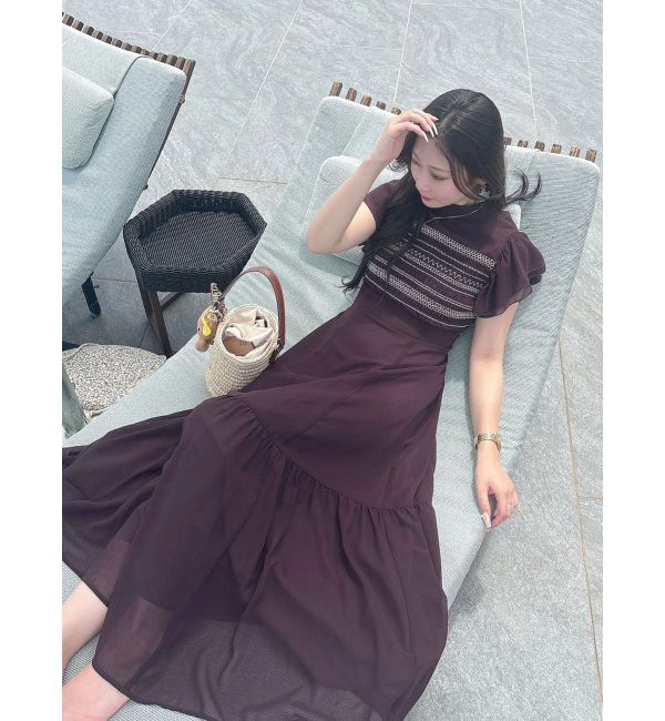 MERCURYDUO「カラースモッキングラッフルワンピース」|ワンピース|