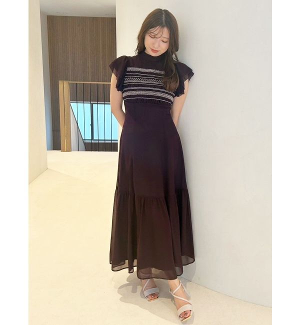 MERCURYDUO「カラースモッキングラッフルワンピース」|ワンピース|