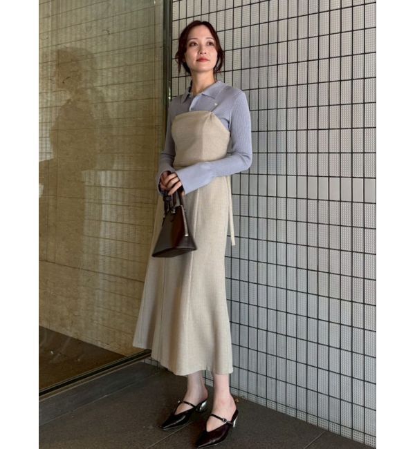LAGUNAMOON「【POLO BCSコラボ】カラーネックニットドッキングワンピース」|ワンピース|ブルー