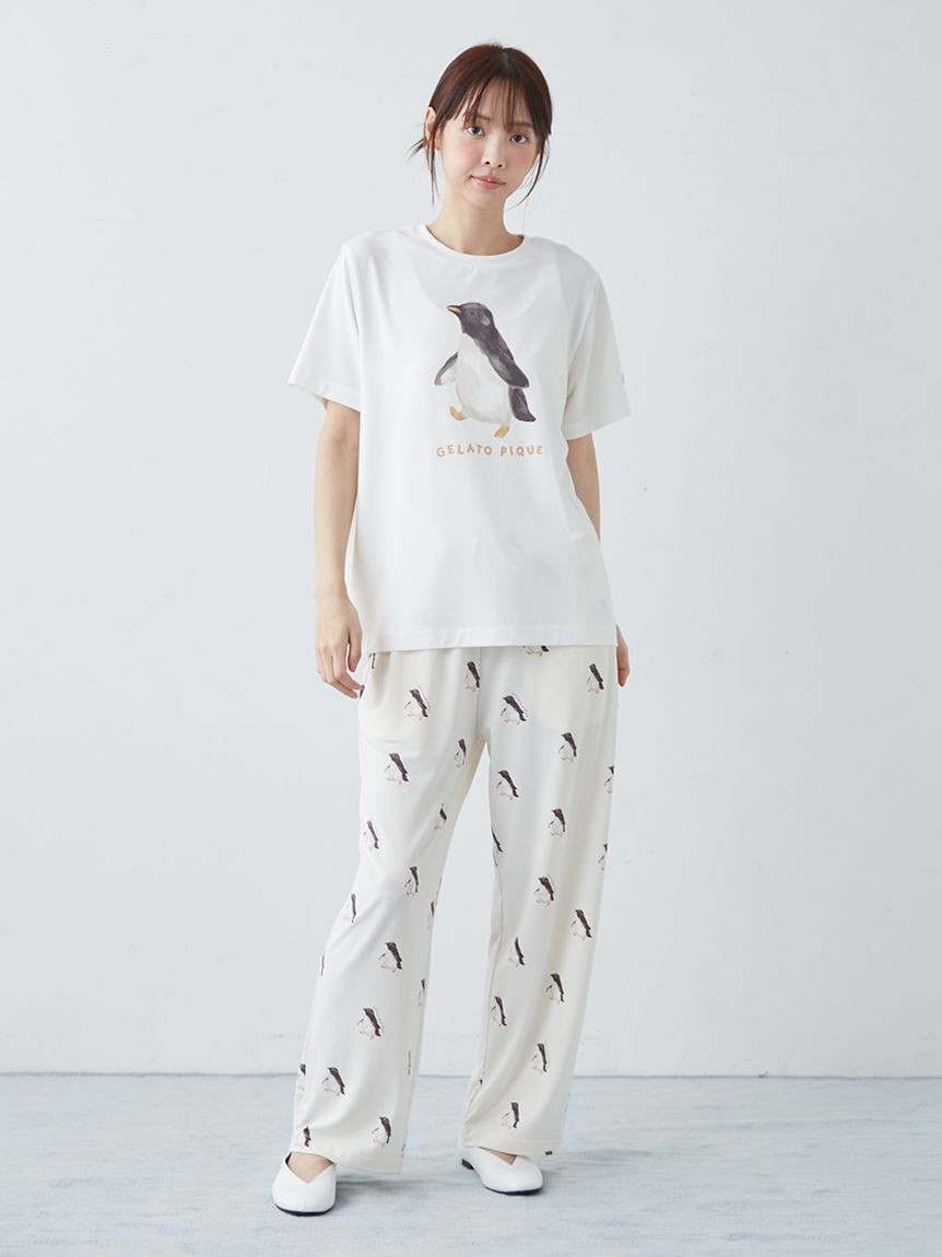 gelato pique「【ONLINE限定】【接触冷感】シーアニマル柄ワンポイントTシャツ&ロングパンツセット」|ルームウェア|