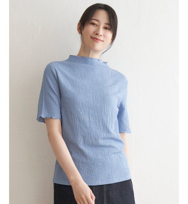 ikka「襟メロー半袖インナーTシャツ」|Tシャツ・カットソー|ブルー