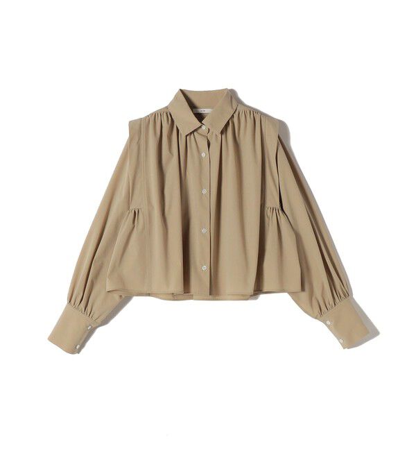 SHIPS for women「堀田茜&times;SHIPS:〈接触冷感/撥水/洗濯機可能〉TEXBRID(R) ギャザー ブラウス」|シャツ・ブラウス|