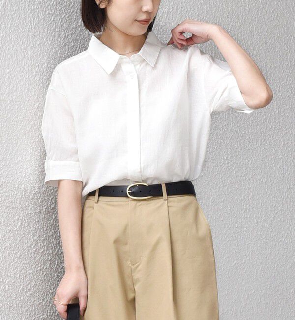 SHIPS Colors 「SHIPS Colors:〈洗濯機可能〉ユーロリネン (EURO Linen) ボクシー パフスリーブ シャツ◇」|シャツ・ブラウス|